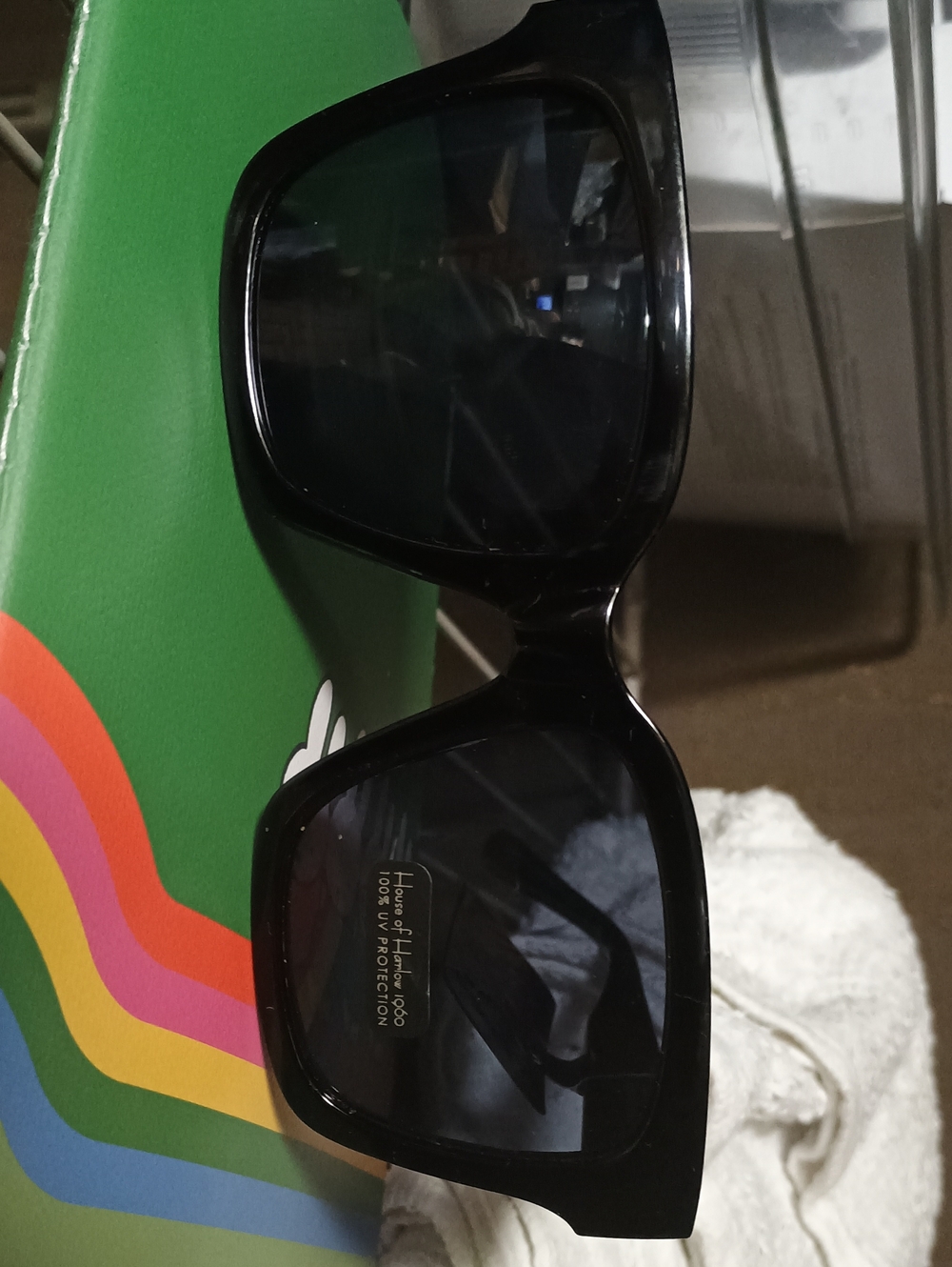 NWT House of Harlow 1960 Classic Black Oversized Square Sunglasses Nicole Richie